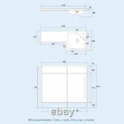 White L-Shape RH Small 900mm Vanity Unit Sink Toilet Bathroom Debra