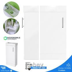 White Minimalist Floorstanding Compact Cloakroom Vanity Unit & Basin 400mm Tap