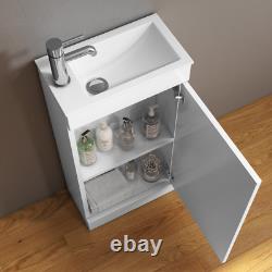 White Minimalist Floorstanding Compact Cloakroom Vanity Unit with Basin 400mm