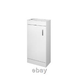 White Minimalist Floorstanding Compact Cloakroom Vanity Unit with Basin 400mm