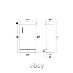 White Minimalist Floorstanding Compact Cloakroom Vanity Unit with Basin 400mm