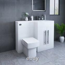 White RH Combi Bathroom Furniture Vanity Unit Suite + Basin Sink + Boston Toilet