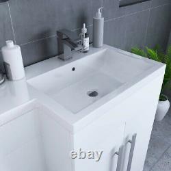White RH Combi Bathroom Furniture Vanity Unit Suite + Basin Sink + Boston Toilet