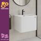White Ribbed Vanity Unit Textured Drawer Wall Hung 600mm White Ceramic Basin