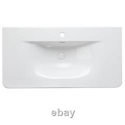 White Ribbed Vanity Unit Textured Drawer Wall Hung 600mm White Ceramic Basin