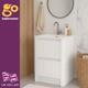 White Ribbed Vanity Unit Textured Floor Standing 600mm Bathroom Unit 2 Drawers