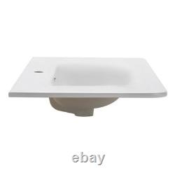 White Ribbed Vanity Unit Textured Floor Standing 600mm Bathroom Unit 2 Drawers