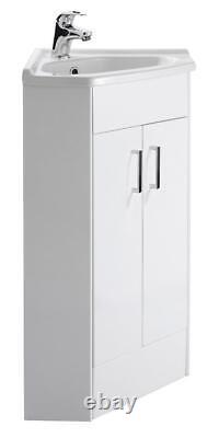 White Sink Corner Basin Vanity Cabinet Unit Furniture 500 x 470mm