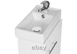White Small Bathroom Vanity Unit with Basin Cloakroom Sink Unit Wall Hung Set