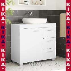 White Under Sink Bathroom Vanity Unit Wash Basin Base Cabinet Drawers Cupboard