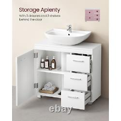 White Under Sink Bathroom Vanity Unit Wash Basin Base Cabinet Drawers Cupboard