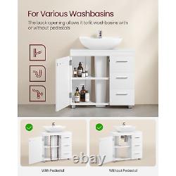 White Under Sink Bathroom Vanity Unit Wash Basin Base Cabinet Drawers Cupboard