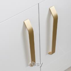 White Vanity Unit Gold Basin Tap Waste Handles Bathroom Storage 615mm