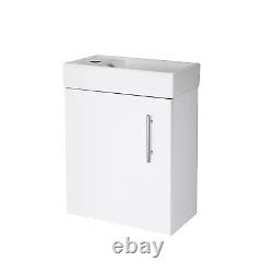 White Wall Hung Minimalist Compact Cloakroom Vanity Unit Basin/Sink 400mm