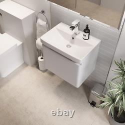 White Wall Hung Vanity Unit 500mm Width Modern Bathroom Storage