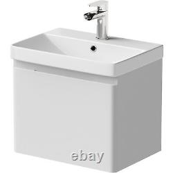 White Wall Hung Vanity Unit 500mm Width Modern Bathroom Storage