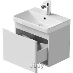 White Wall Hung Vanity Unit 500mm Width Modern Bathroom Storage