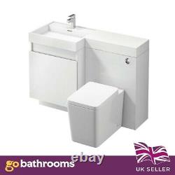 Wiltshire WC Bathroom Furniture Suite Storage Vanity Unit Gloss White Left Hand