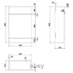 Wood Back to Wall Toilet Unit Only 500mm Modern Bathroom Storage