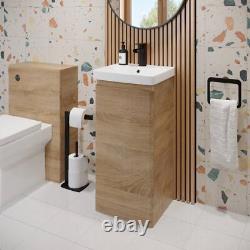 Wood Freestanding Cloakroom Vanity Unit with Basin 400mm Modern Bathroom