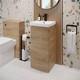 Wood Freestanding Cloakroom Vanity Unit With Basin 400mm Modern Bathroom