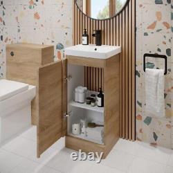 Wood Freestanding Cloakroom Vanity Unit with Basin 400mm Modern Bathroom