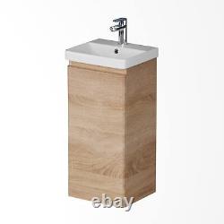 Wood Freestanding Cloakroom Vanity Unit with Basin 400mm Modern Bathroom