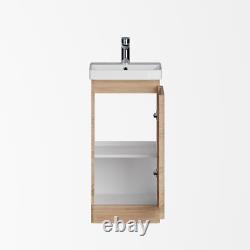Wood Freestanding Cloakroom Vanity Unit with Basin 400mm Modern Bathroom