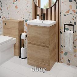 Wood Freestanding Cloakroom Vanity Unit with Basin 500mm Modern Bathroom
