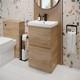 Wood Freestanding Cloakroom Vanity Unit With Basin 500mm Modern Bathroom