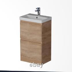 Wood Freestanding Cloakroom Vanity Unit with Basin 500mm Modern Bathroom