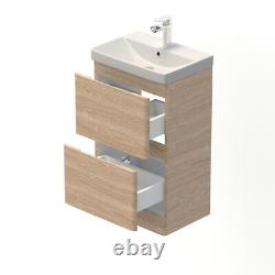 Wood Freestanding Cloakroom Vanity Unit with Basin 500mm Modern Bathroom