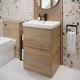 Wood Freestanding Vanity Unit With Basin 600mm Modern Bathroom Storage