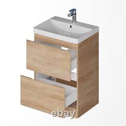 Wood Freestanding Vanity Unit with Basin 600mm Modern Bathroom Storage