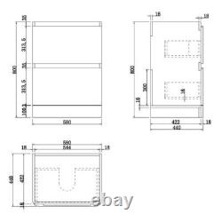 Wood Freestanding Vanity Unit with Basin 600mm Modern Bathroom Storage